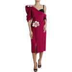Dolce & Gabbana Purple Flower Embellished One Shoulder Dress DR281008-42