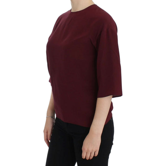 Dolce & Gabbana Red 3/4 sleeve silk blouse SIG13327-1