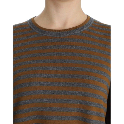 Dolce & Gabbana Oversized Gray Yellow Striped Sweater Top