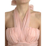 Dolce & Gabbana Pink Silk Chiffon Halter A-line Pleated Midi Dress DR281048-38