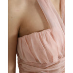 Dolce & Gabbana Pink Silk Chiffon Halter A-line Pleated Midi Dress DR281048-38