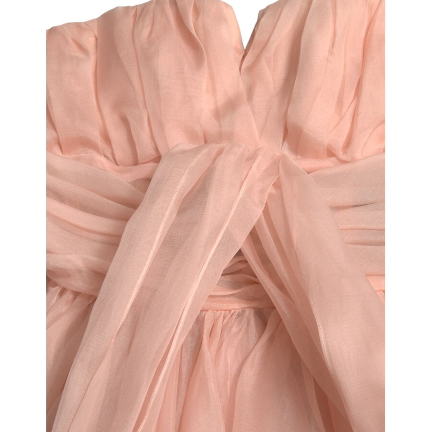 Dolce & Gabbana Pink Silk Chiffon Halter A-line Pleated Midi Dress DR281048-38