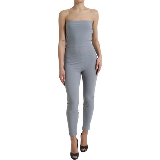 Dolce & Gabbana Gray Nylon Strapless Bodycon Jumpsuit Dress DR281053-40