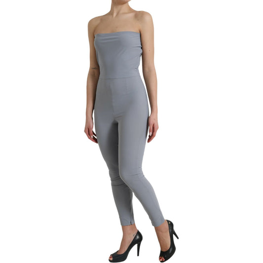 Dolce & Gabbana Gray Nylon Strapless Bodycon Jumpsuit Dress DR281053-40