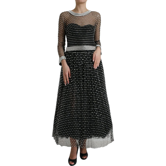 Dolce & Gabbana Black Crystal Embellished A-line Gown Dress DR281081-44