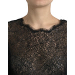 Dolce & Gabbana Black Floral Lace Sheer A-line Midi Dress DR281116-48