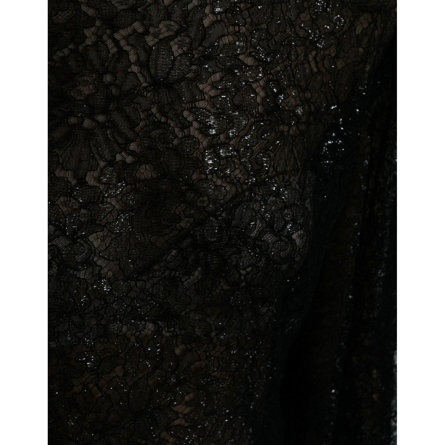 Dolce & Gabbana Black Floral Lace Sheer A-line Midi Dress DR281116-48