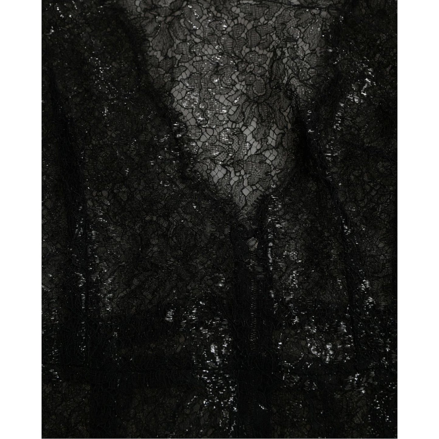 Dolce & Gabbana Black Floral Lace Sheer A-line Midi Dress DR281116-48