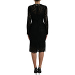 Dolce & Gabbana Black Lace Crystal Embellished Sheath Dress DR281121-36