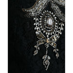 Dolce & Gabbana Black Lace Crystal Embellished Sheath Dress DR281121-36