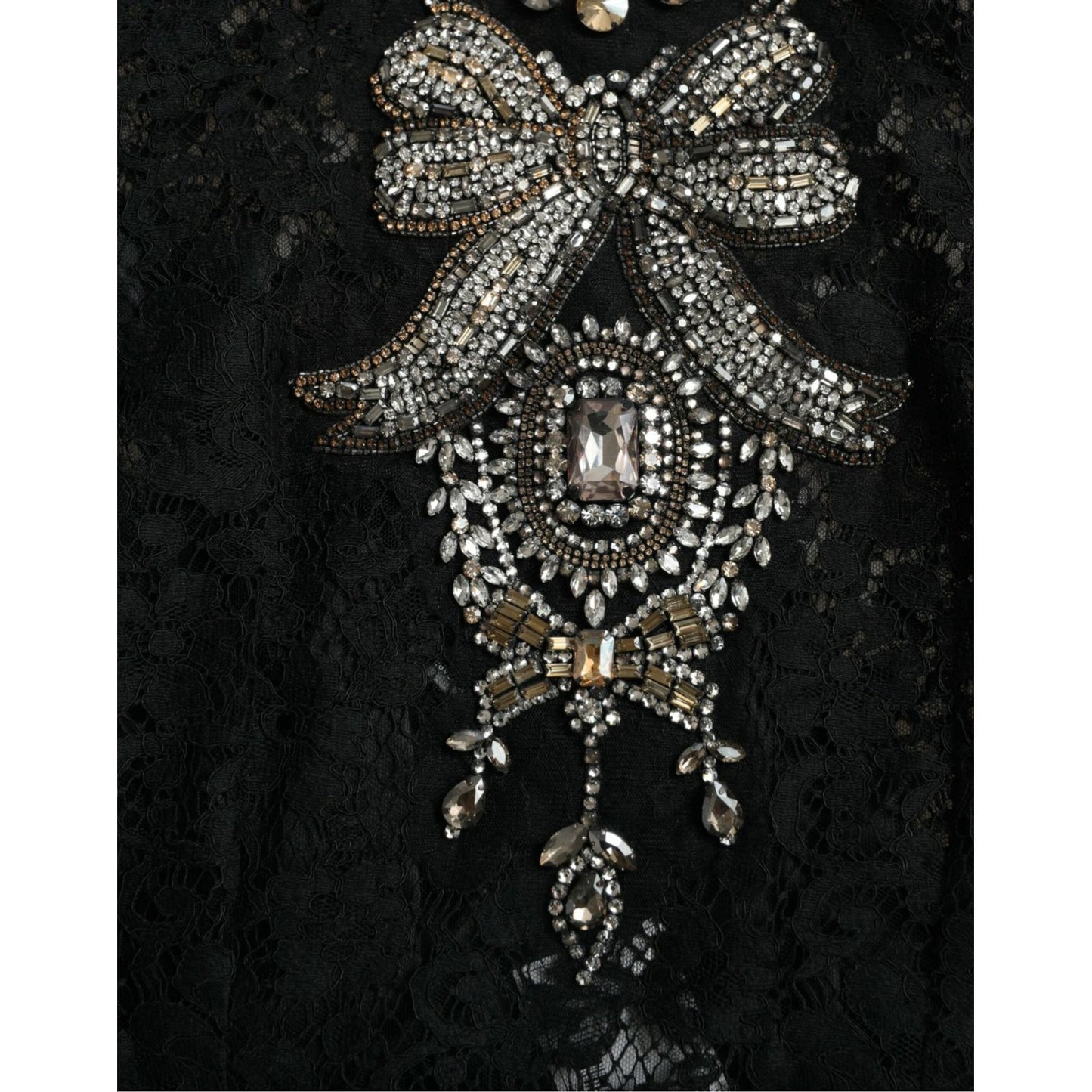 Dolce & Gabbana Black Lace Crystal Embellished Sheath Dress DR281121-36