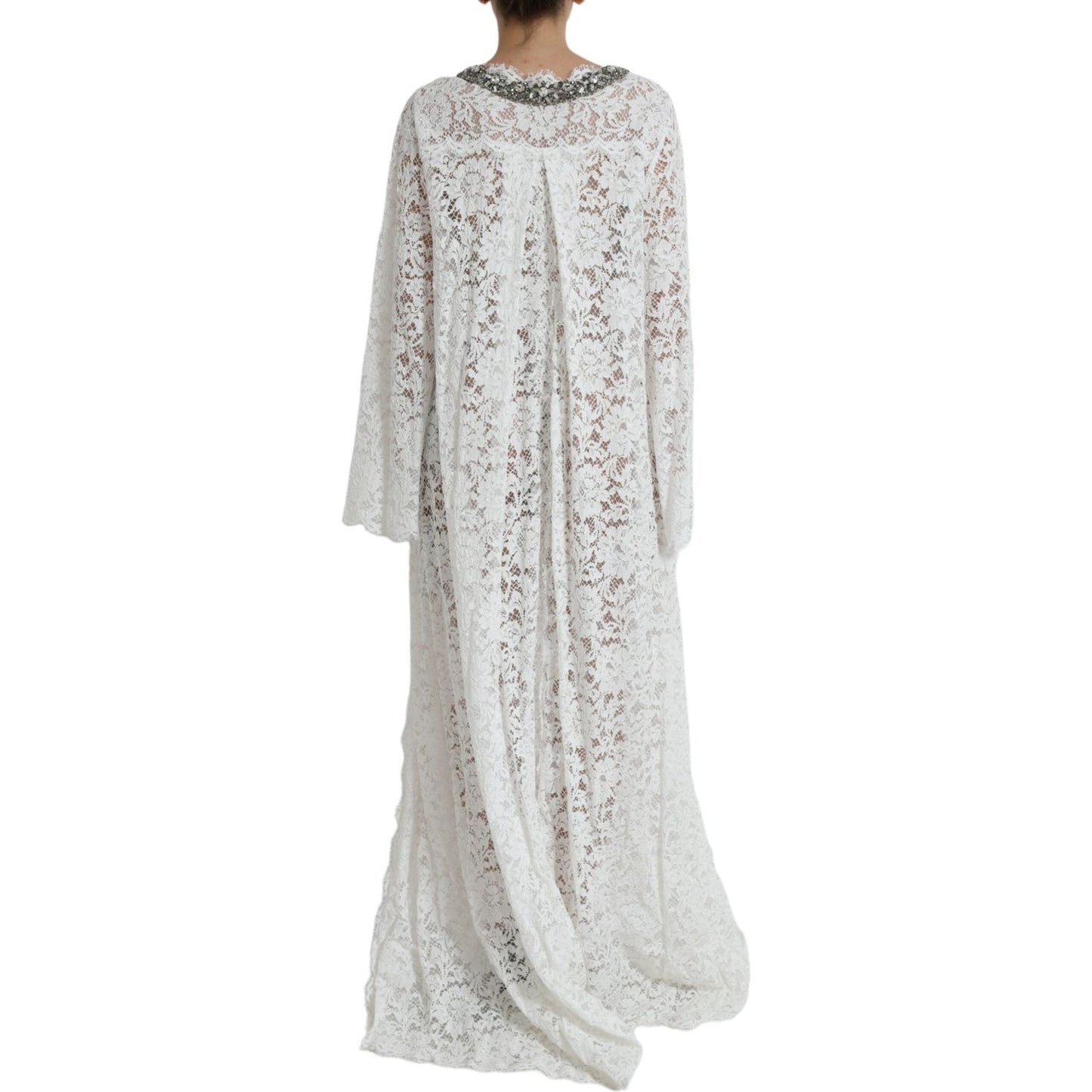 Dolce & Gabbana White Lace Crystal Embellished Shift Dress