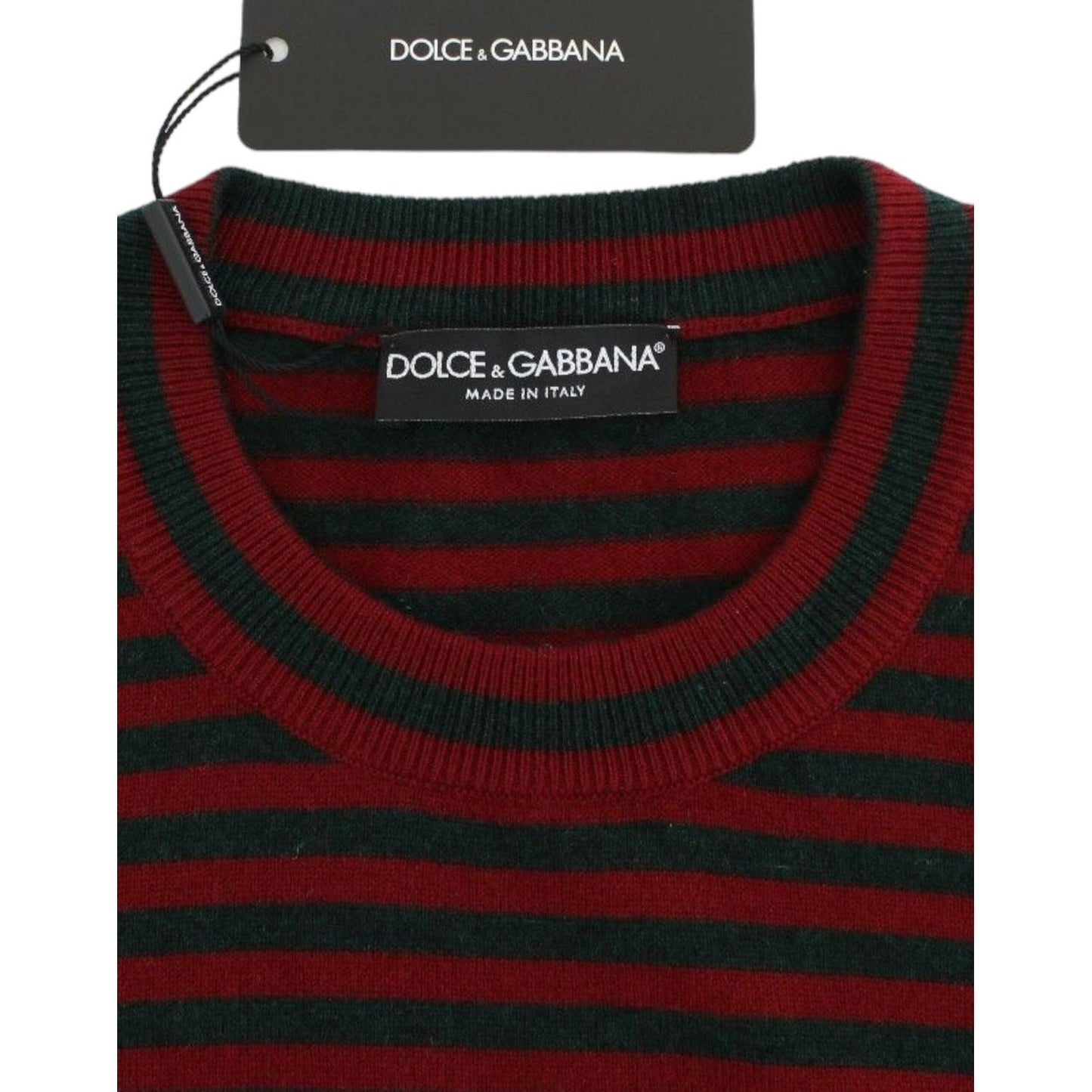 Dolce & Gabbana Red Gray Cashmere Short Sleeve Sweater