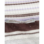 Ermanno Scervino Striped Lace V-Neck Short Sleeve Top Sweater SIG11859-1
