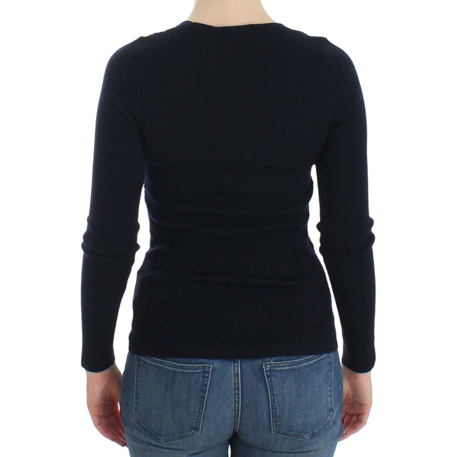 Ermanno Scervino Blue Knitted Wool Stretch Sweater Top