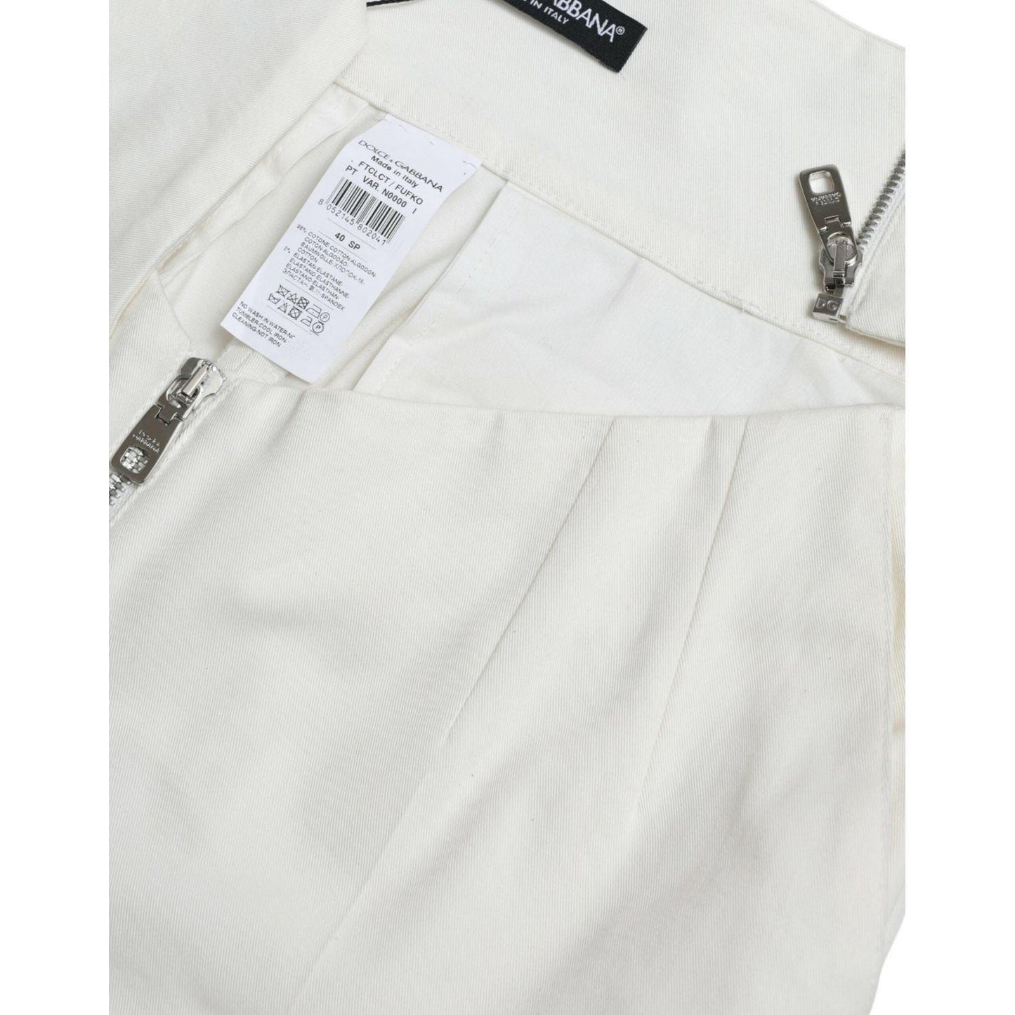 Dolce & Gabbana Black White Cotton Cut Out Waist Tapered Pants