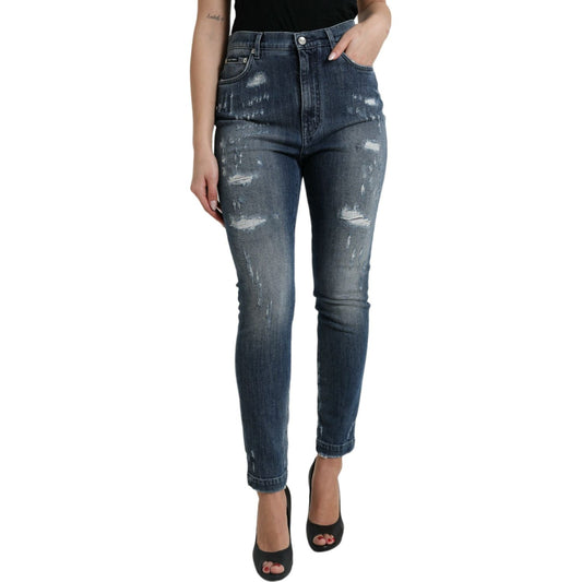 Dolce & Gabbana Dark Blue Distressed GRACE Skinny Denim Jeans PAN75008-40