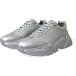Dolce & Gabbana Elegant Silver Calfskin Leather Sneakers Dolce & Gabbana Dark Gray