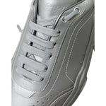 Dolce & Gabbana Elegant Silver Calfskin Leather Sneakers Dolce & Gabbana Slate Gray