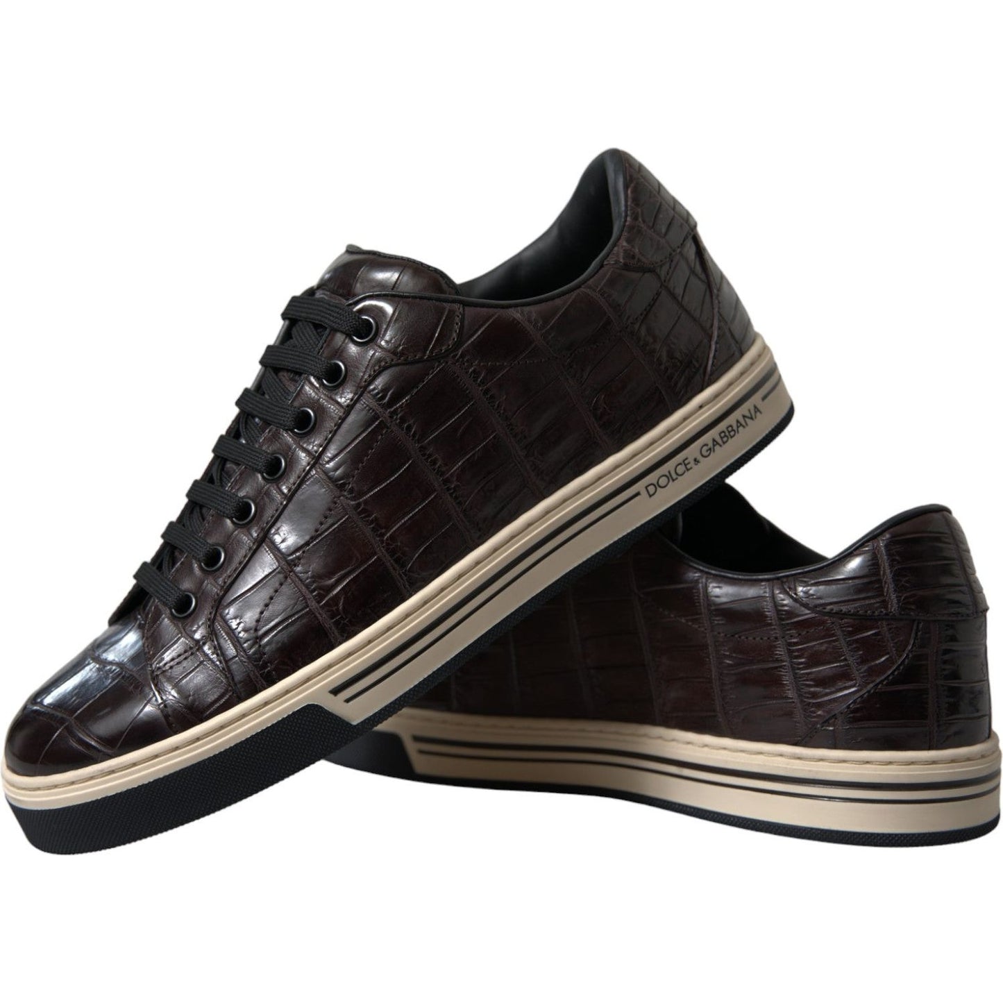 Dolce & Gabbana Brown Croc Exotic Leather Men Casual Sneakers Shoes MV5413-39