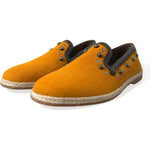 Dolce & Gabbana Orange Linen Leather Studded Loafers Shoes MV5420-43