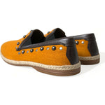 Dolce & Gabbana Orange Linen Leather Studded Loafers Shoes MV5420-43