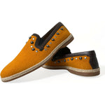 Dolce & Gabbana Orange Linen Leather Studded Loafers Shoes MV5420-43