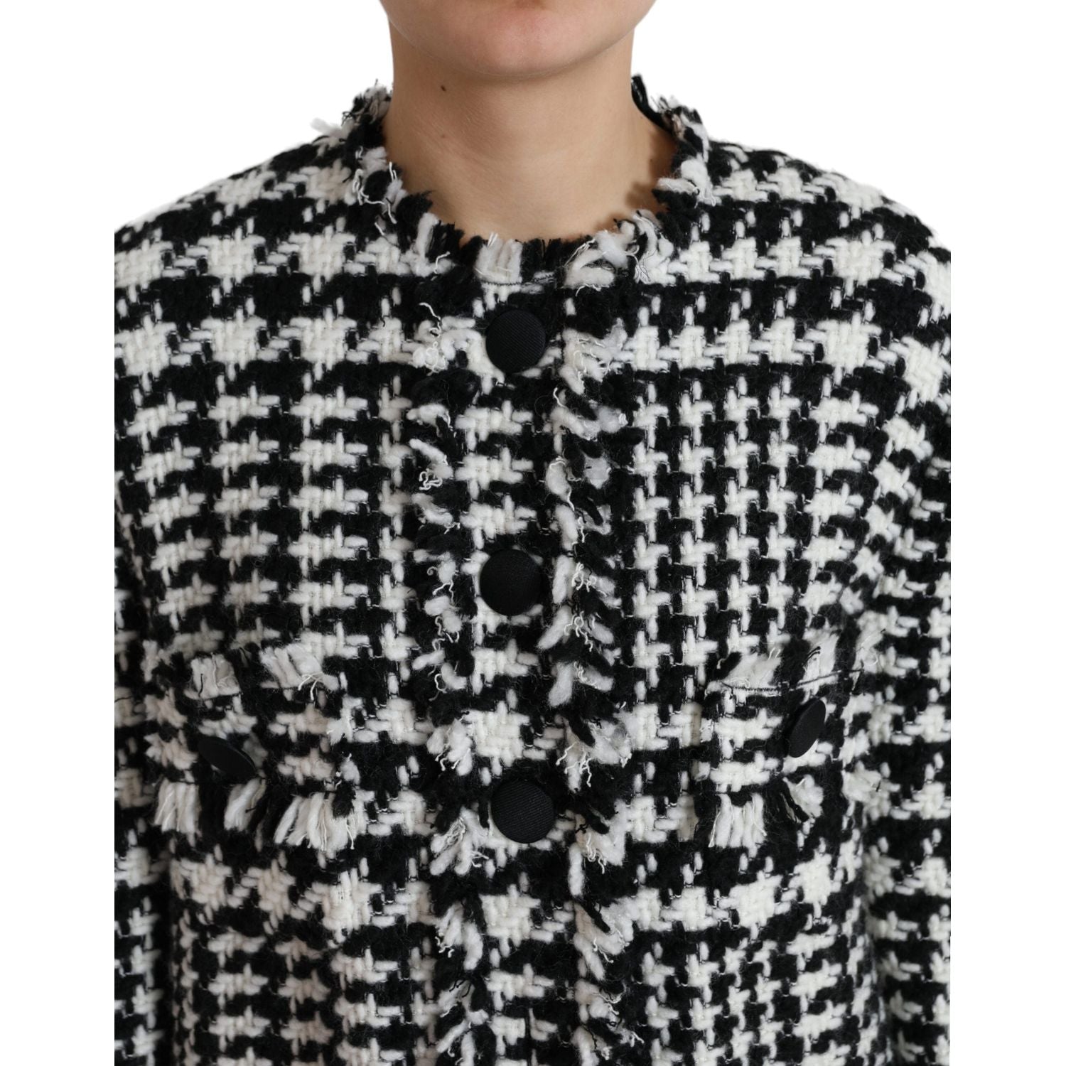 Dolce & Gabbana Black White Houndstooth Trench Coat Jacket