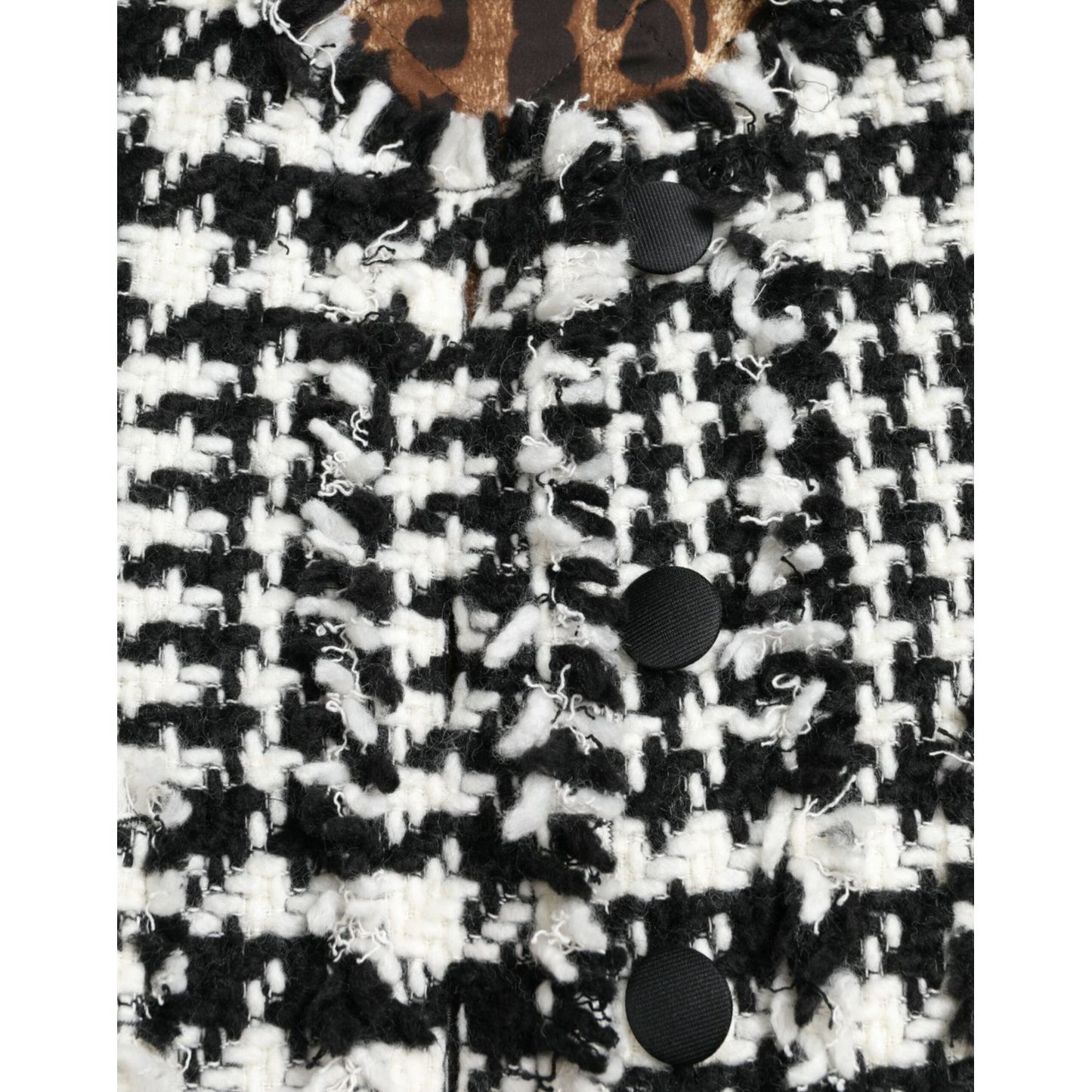 Dolce & Gabbana Black White Houndstooth Trench Coat Jacket