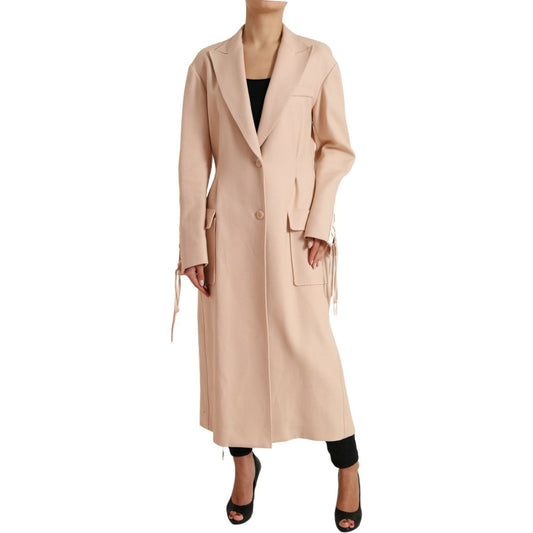 Dolce & Gabbana Beige Cotton Single Breasted Long Coat Jacket JKT3700-40