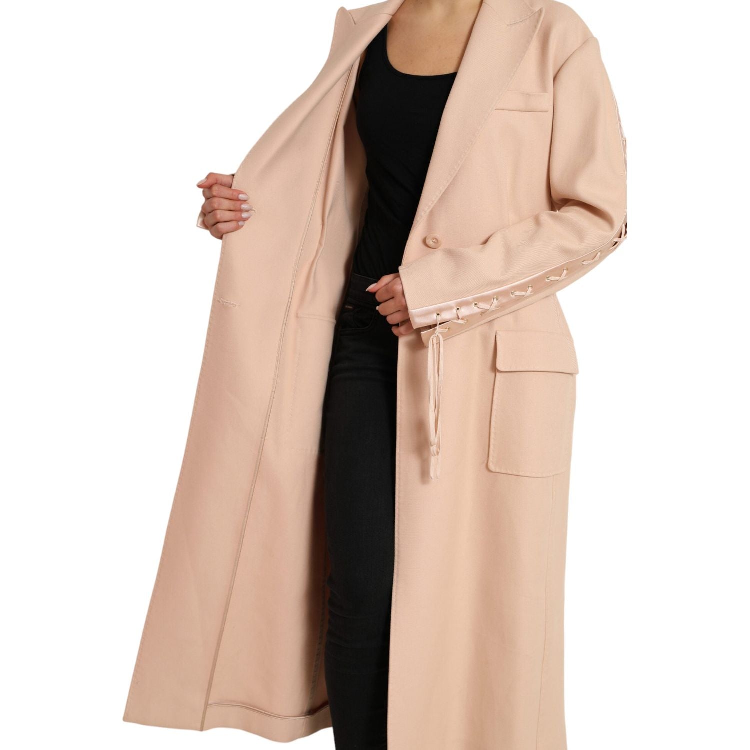 Dolce & Gabbana Beige Cotton Single Breasted Long Coat Jacket