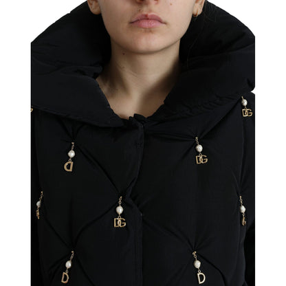 Dolce & Gabbana Black Embellished Quilted Shell Bomber Jacket