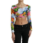 Dolce & Gabbana Multicolor Floral Long Sleeves Cropped Top TSH84275-40