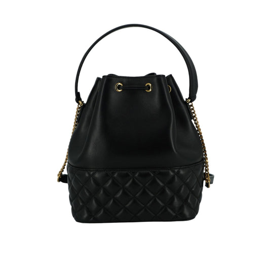Versace Elegant Black Leather Medusa Bucket Shoulder Bag 8056204626517