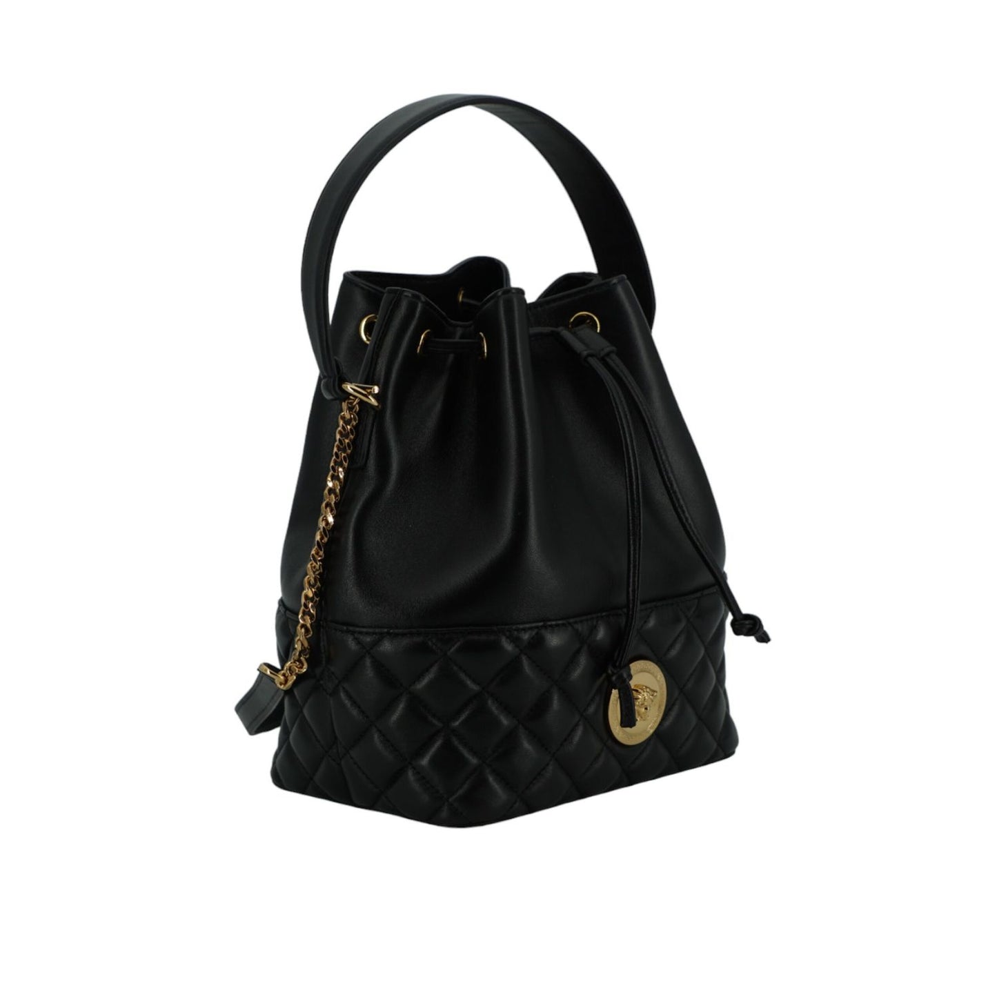Versace Black Lamb Leather Bucket Shoulder Bag