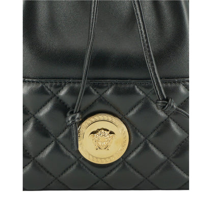 Versace Black Lamb Leather Bucket Shoulder Bag