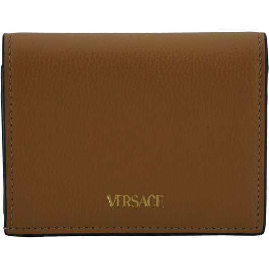 Versace Elegant Compact Leather Wallet in Brown 8054712459283