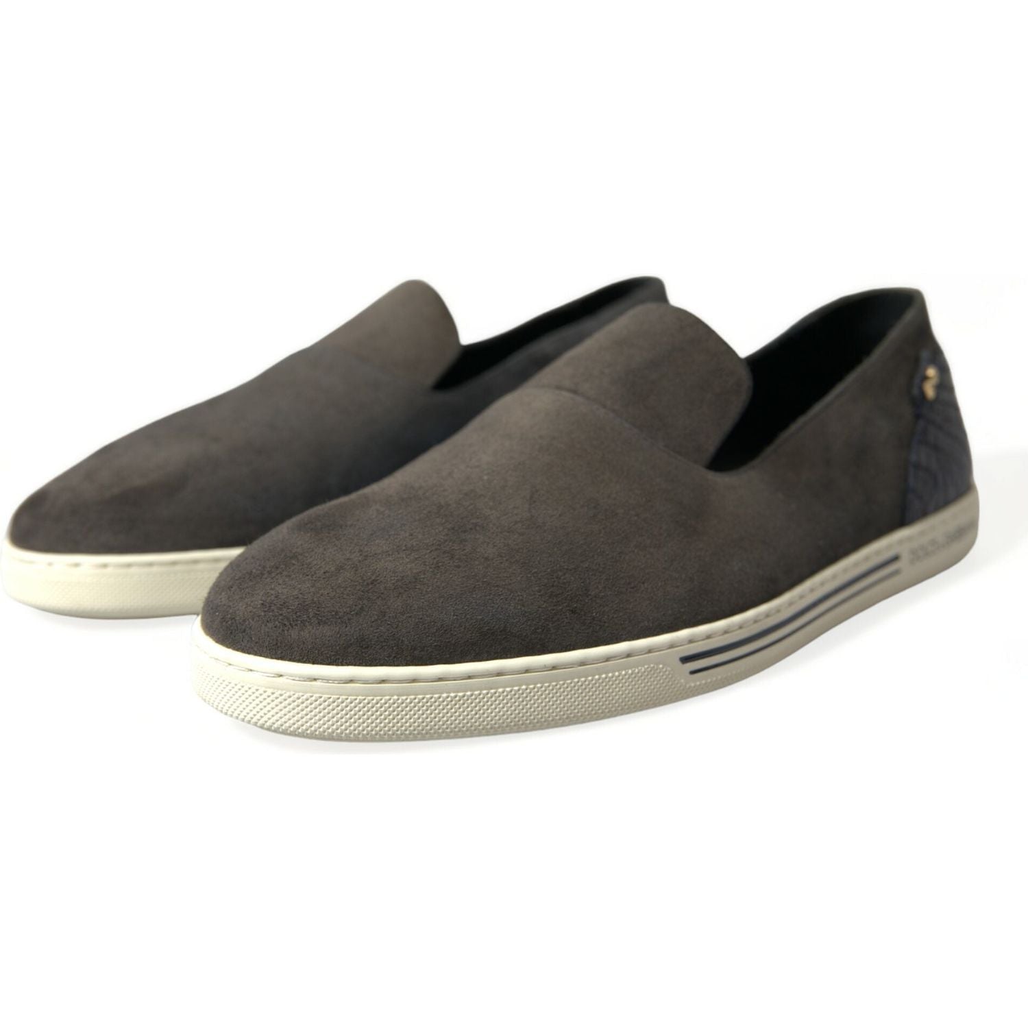 نعال دولتشي آند غابانا الأنيقة المصنوعة من جلد الغزال والتمساح باللون الأزرق