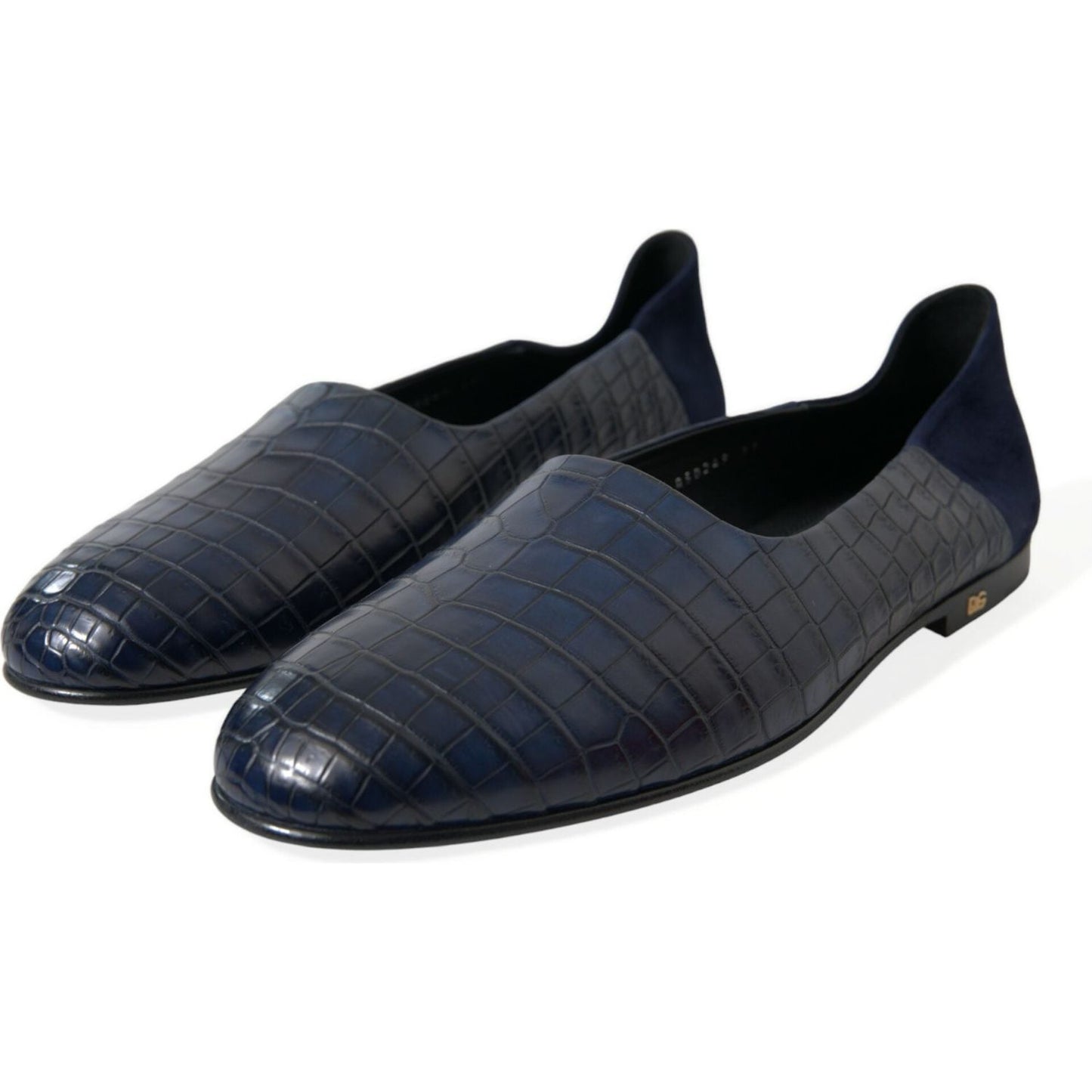 Dolce & Gabbana Blue Crocodile Leather Loafers Slip On Shoes