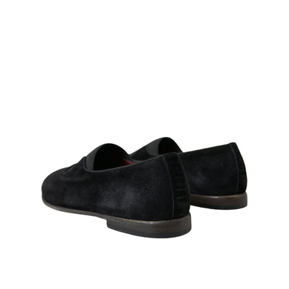 Dolce & Gabbana Black RUNWAY Velour AMALFI Loafers Shoes