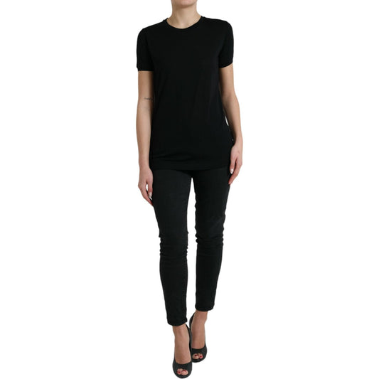 Dolce & Gabbana Black Wool Short Sleeves Crewneck Top T-shirt TSH84260-42