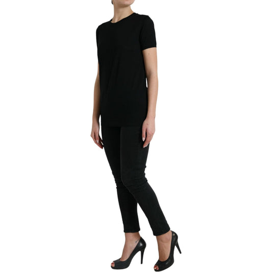 Dolce & Gabbana Black Wool Short Sleeves Crewneck Top T-shirt TSH84260-42