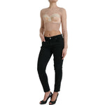 Dolce & Gabbana Beige Nylon Floral Lace Bustier Cropped Top TSH84280-40