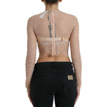 Dolce & Gabbana Beige Nylon Floral Lace Bustier Cropped Top TSH84280-40