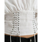 Dolce & Gabbana White Cotton Corset Cropped Long Sleeves Top TSH84282-40