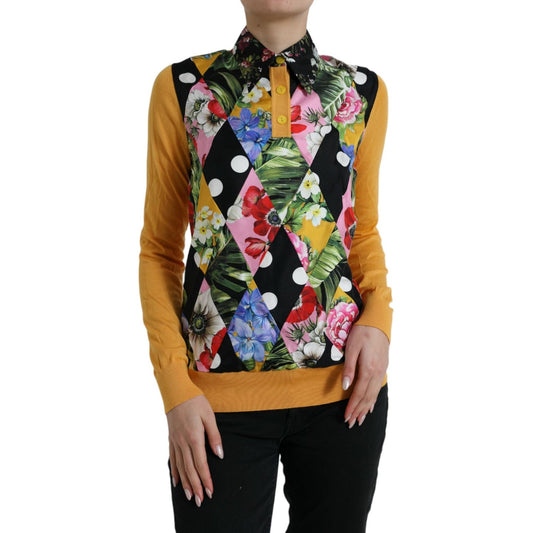 Dolce & Gabbana Multicolor Patchwork Cashmere Henley Sweater TSH84833-46