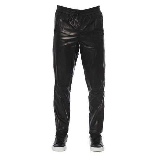 Trussardi Sleek Black Leather Trousers for Men TR-24082-IT50-FBB-176