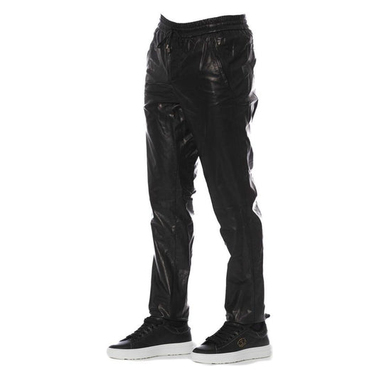 Trussardi Sleek Black Leather Trousers for Men TR-24082-IT50-FBB-176