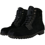 Dolce & Gabbana Elegant Black Calf Leather Lace-Up Boots Dolce & Gabbana Black
