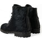 Dolce & Gabbana Elegant Black Calf Leather Lace-Up Boots Dolce & Gabbana Black
